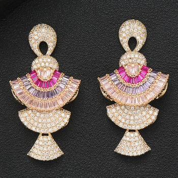 

Siscathy Famous Brand Unique Design 3 Tones Mixed Drop Dangle Earrings For Women Luxury Mirco Paved CZ Cubic Zircon Earring 2019