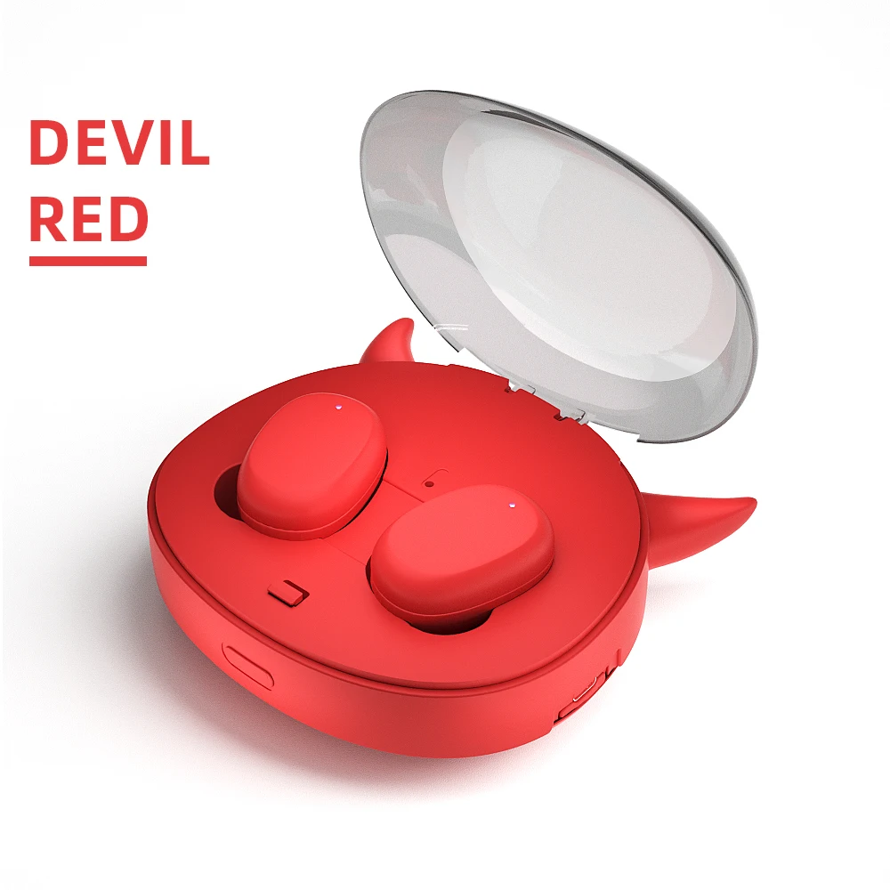 Devil Red-900mAh GVANCA I-10 TWS Fingerprint Touch 5,0 Bluetooth наушники беспроводные наушники HD стерео наушники умные наушники с шумоподавлением - Цвет: Devil Red-900mAh