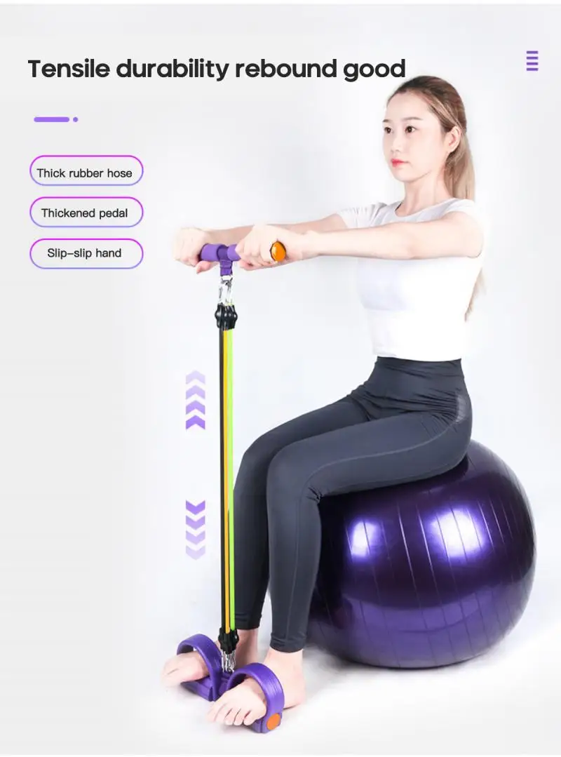 5 Tubes Resistance Bands Fitness Tension Rope Foot Elastic Pedal Exercise Pull Trainer Abdomen Training fitness resistance band fitness accessories