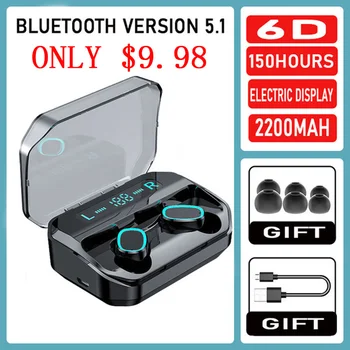 

2200mAh TWS Earphone 5.0 Bluetooth Talking Headsets Waterproof Earbuds HIFI Multiple Charging Box 9d Stereo Wireless Headphone