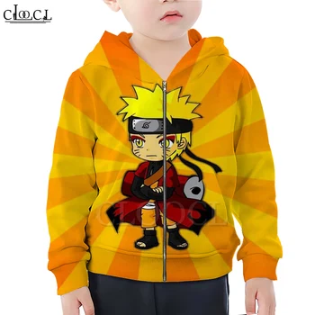 

CLOOCL Newest Japanese Anime Naruto Zipper Hoodies Boy Girl 3D Print Long Sleeve Zipper Hooded Casual Naughty Baby Family Tops
