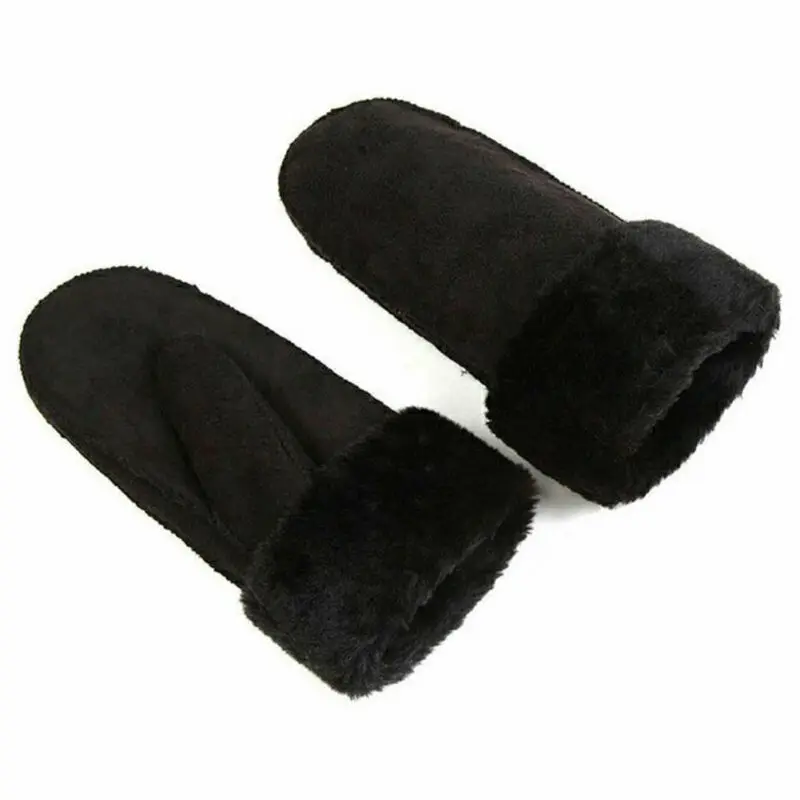 Зимние женские шерстяные перчатки, перчатки из натуральной кожи, женские кожаные варежки, утолщенные теплые милые женские перчатки из овчины для улицы