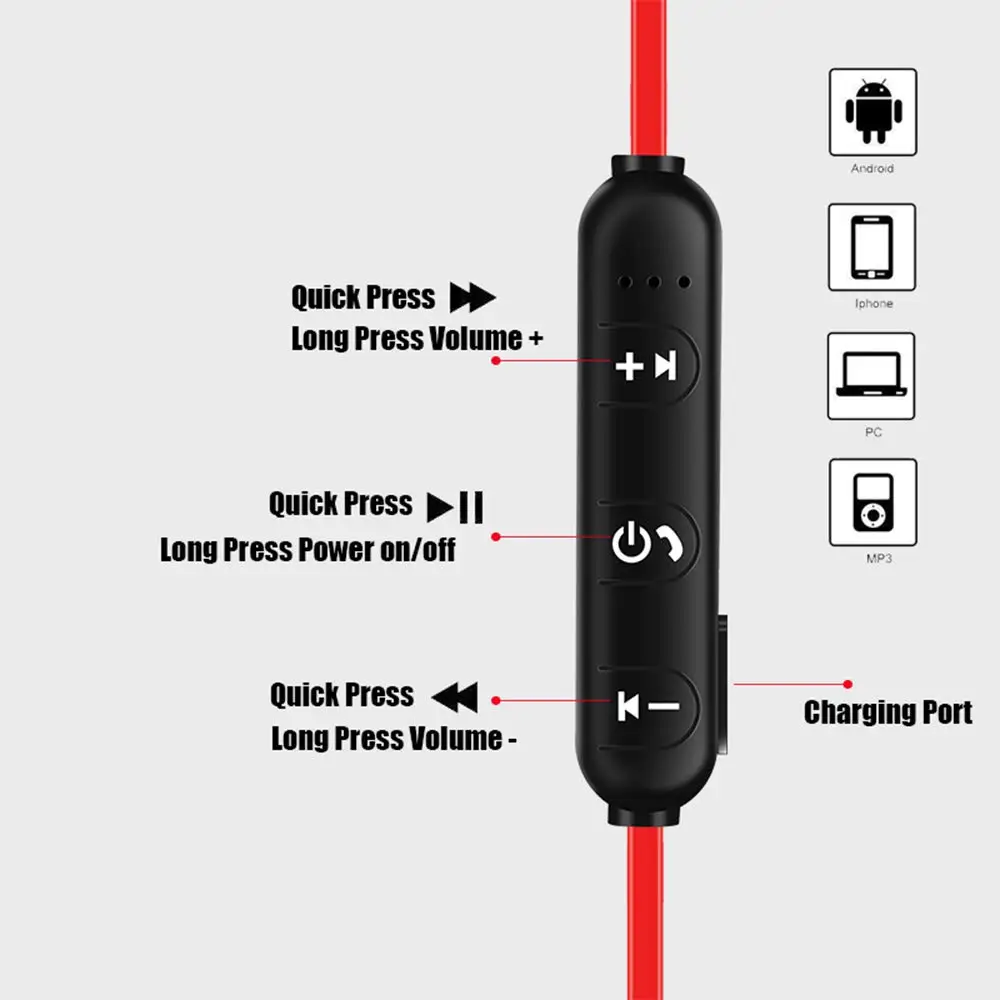 Беспроводные Bluetooth наушники спортивные магнитные с шейным ремешком Спортивная