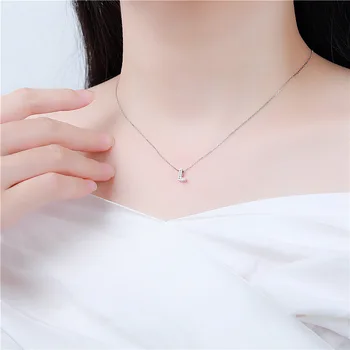 

Top Quality Real 925 Sterling Silver Alphabet Pendant Necklaces AAA Zircon Crystal A-Z Letter Necklace Women Fine Jewelry
