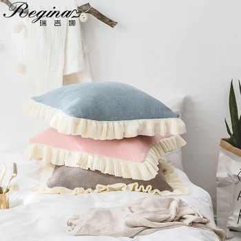 

REGINA Brand Bedroom Decorative Pillow Cover Sweet Japanese Style Ruffle Fall Decoration Sofa Cushion Cover Cute Bed Pillow Case