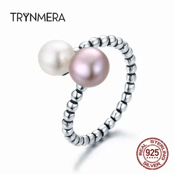 

Trynmera New 925 Sterling Silver Freshwater Pearl Female Rings for Women Engagement Jewelry Adjustable Ring S925 TR075