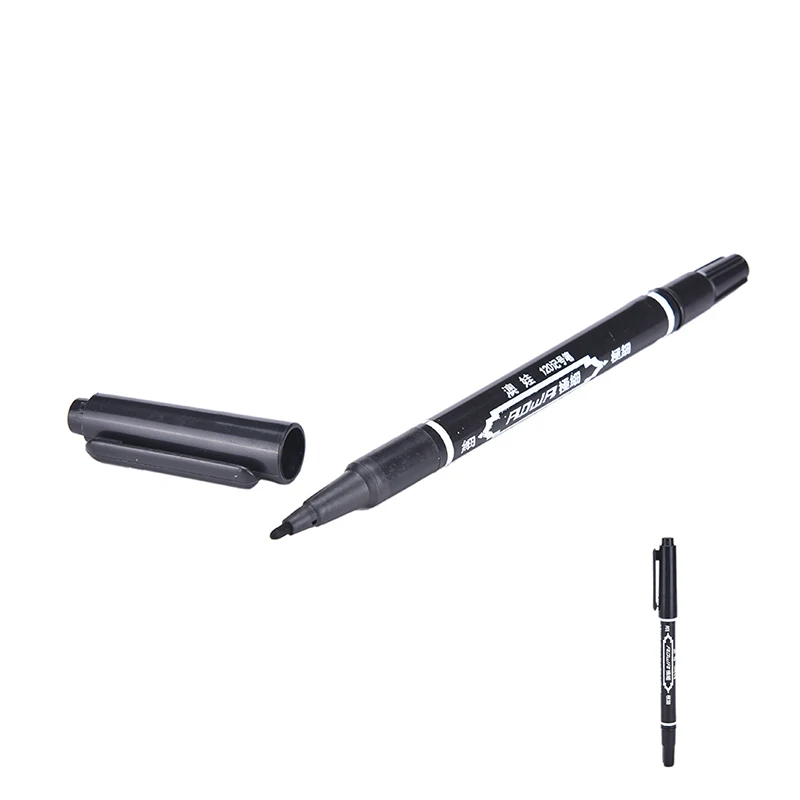 Newest 2Pcs Dual-Tip Black Tattoo Skin Marker Piercing Marking Pen Tattoo Supply For Permanent Makeup