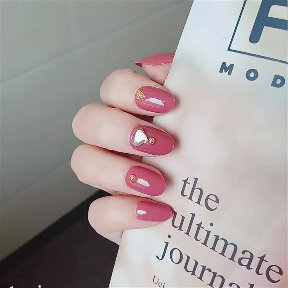 Nusx China Red Classical Stiletto Nail Fake UV Gel Polish For Girl Shiny Fingernails Press On 2