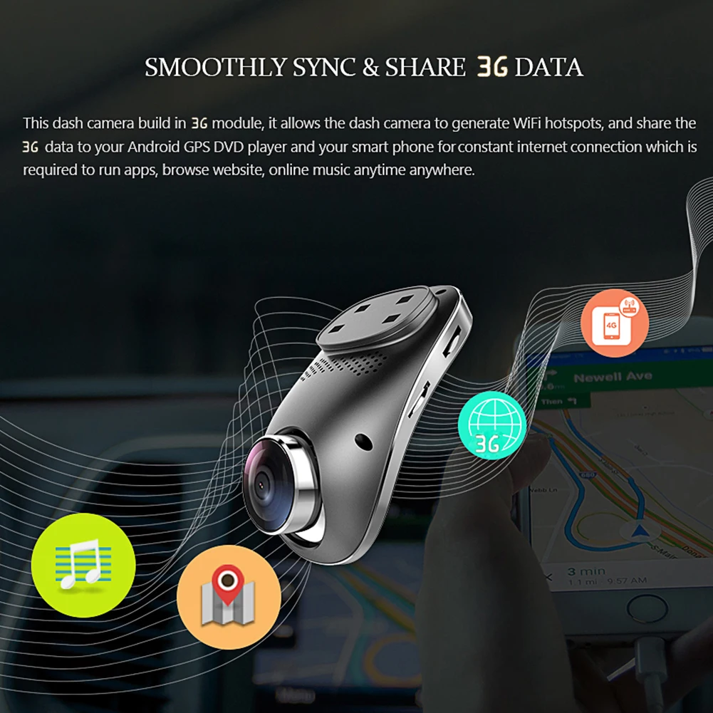 Портативный FHD 1080p Автомобильный видеорегистратор Камера 3g WiFi Android 5,0 двойной объектив 24 часа парковки монитор Dashcam вождения рекордер для Phisung C1