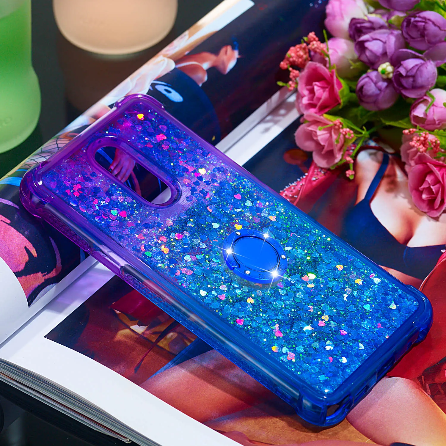 Роскошный градиентный чехол «зыбучие пески» для LG Stylo 5 4 Q Stylus K12 Plus K40 Aristo 2 заднее кольцо на палец Встроенная Противоударная оболочка корпуса