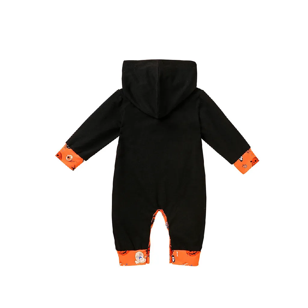 Lovely Fashion Newborn Clothing Set Baby Boys Girls Costume Cotton Long Sleeve Happy Halloween Print Pumpkin Hooded Jumpsuit