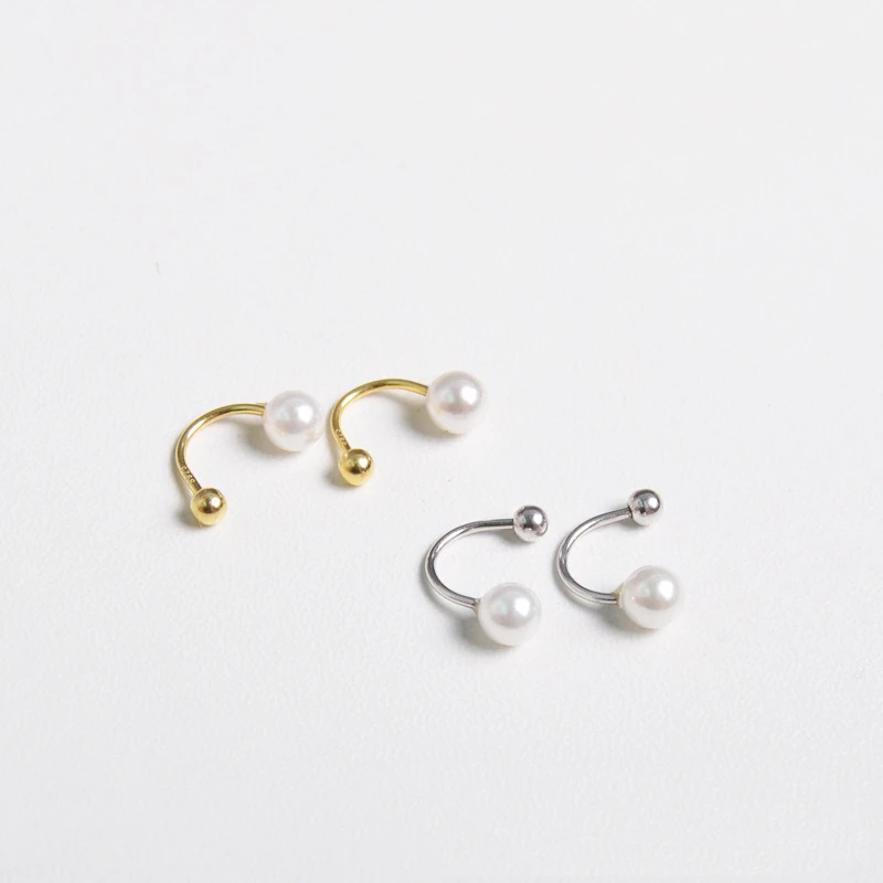 925 стерлингового серебра серьги простой Эрл c-образный u-образная полу круглый Винт уха кольцо милые слуховая косточка ногтей девушка уха jewelr