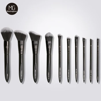 

Miss Gorgeous 10pcs Makeup Brushes Set Cosmetic Loose Powder Eye Shadow Eyebrow Blooming Blush Brushes Beauty Black Make Up Tool