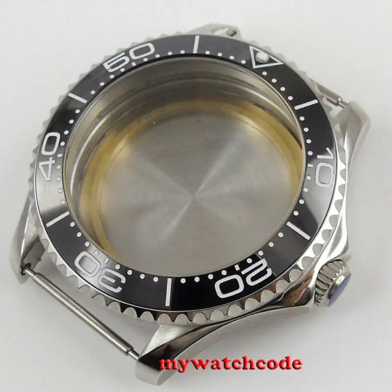 41mm Black Ceramic Bezel Sapphire Glass Watch Case Fit Eta 2824 8215