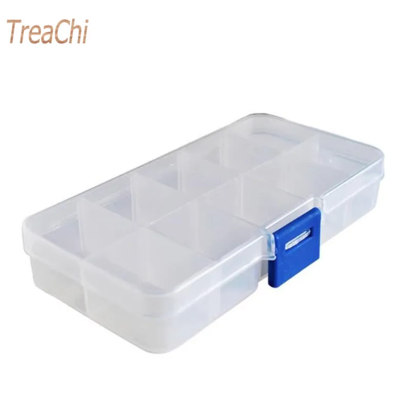 

10 Slots Adjustable Jewelry Storage Case Transparent Drug Pill Ring Earrng Beads Coin Organizer Box Plastic Travel Container