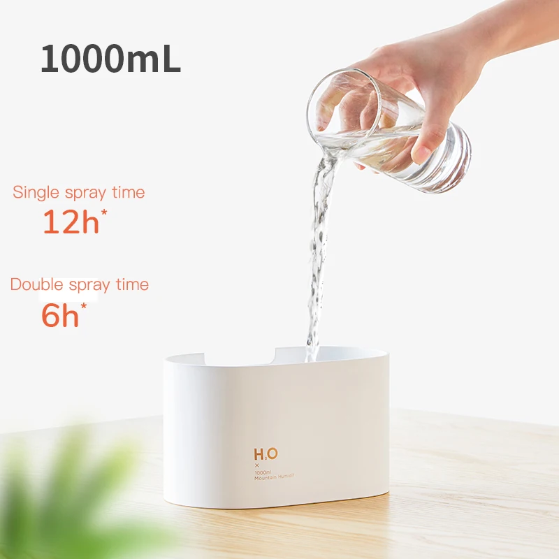 Skup 1000ml nawilżacz bezprzewodowy akumulator Aroma dyfuzor olejków eterycznych 3600mAh wbudowany nawilżacz baterii z 2 Mist Outlet Home