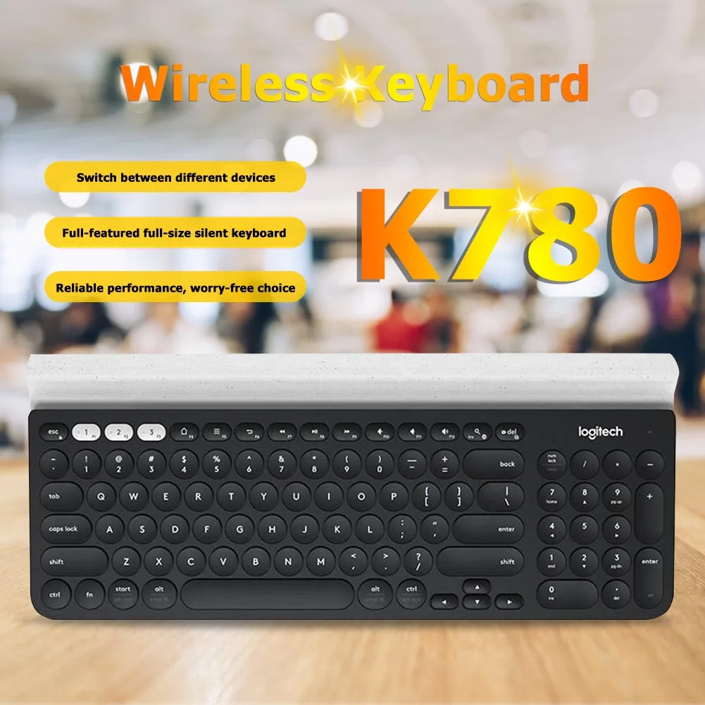 Logitech K780 Multi-Device Wireless Keyboard Bluetooth Unifying USB Dual Mode Full Size Mute Keyboard For PC Laptop Phone Tablet