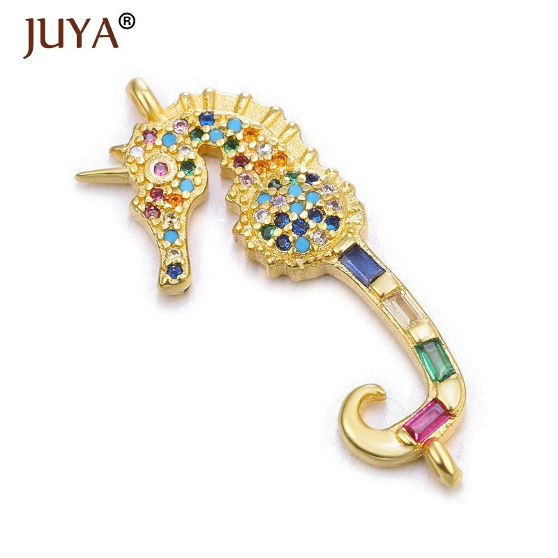 gold JUYA роскошный Цветной Циркон Кристалл животных Шарм Разъемы для изготовления ювелирных изделий Компоненты Diy аксессуары - Цвет: gold