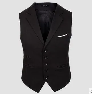 Высокое качество, новая мода, хит, Мужская одежда, свадебные костюмы без рукавов, с отворотом, официальный, Приталенный жилет, жилеты размера плюс, черный, серый - Цвет: M2 Black