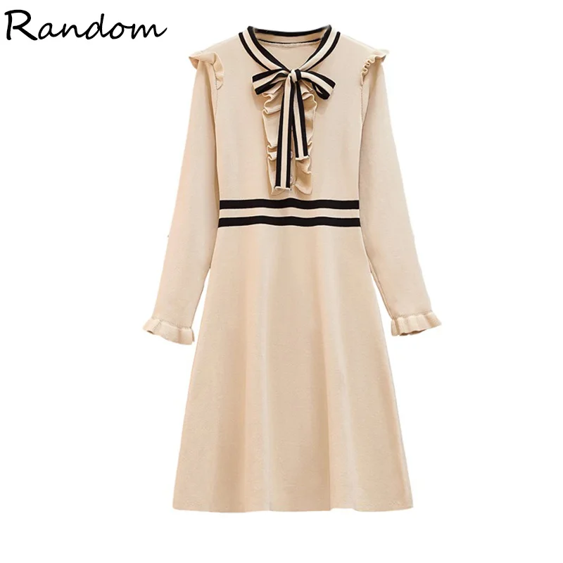 Women Knitted 2021 New Winter Sweet Cute Sexy Party Dress Long Sleeve Chic Streetwear Ladies Ruff A Line Mini Dresses Clothes | Женская