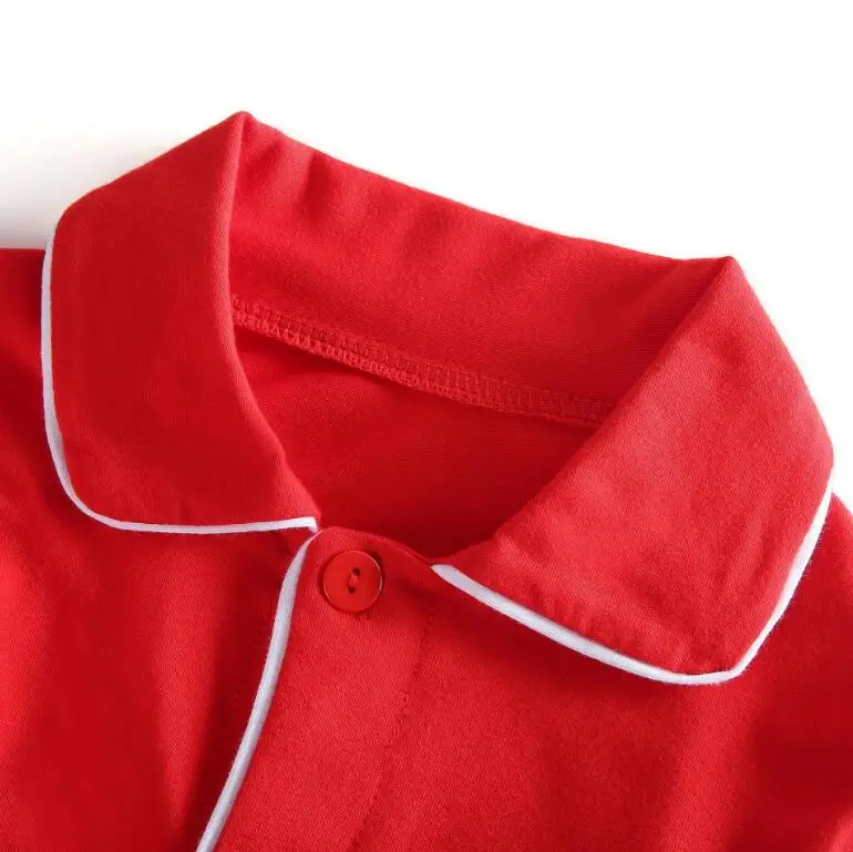 Модные красные рождественские пижамные комплекты для маленьких девочек топ+ штаны, 6 комплектов/партия