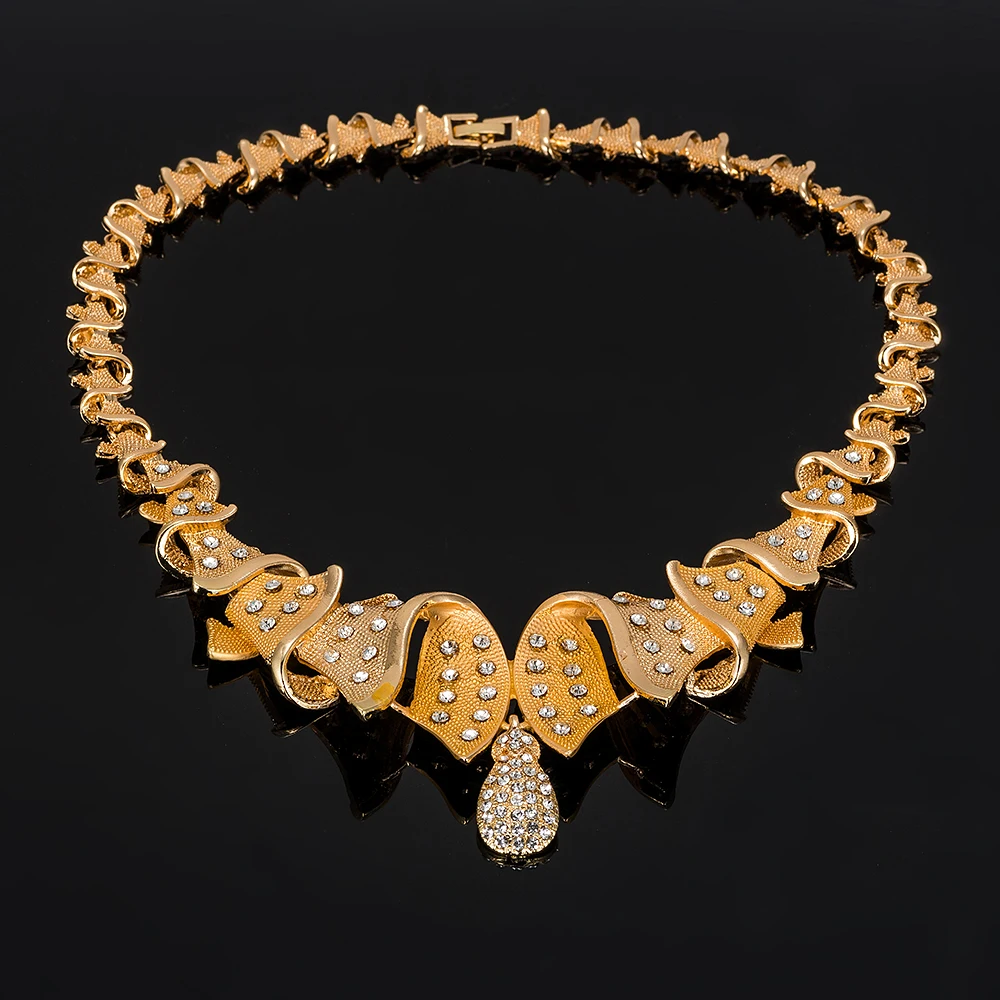 Египетские украшения модное многослойное ожерелье украшено кристаллами серьги браслет женский Африканский ювелирные украшения для свадьбы
