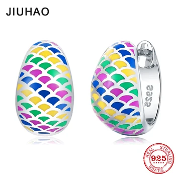 

NEW Colorful like rainbow 100% Authentic for women 925 Sterling Silver fashion Stud Earrings luxury Party Jewelry Enamel