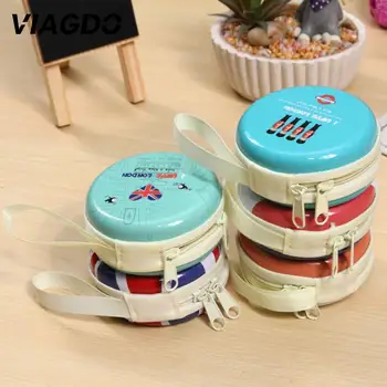 

Coin Bag Earphone Case Headphone Holder Purse Wallet Organizer Tinplate British Soldier Zipper Portable Keys Box Cable U-Disk