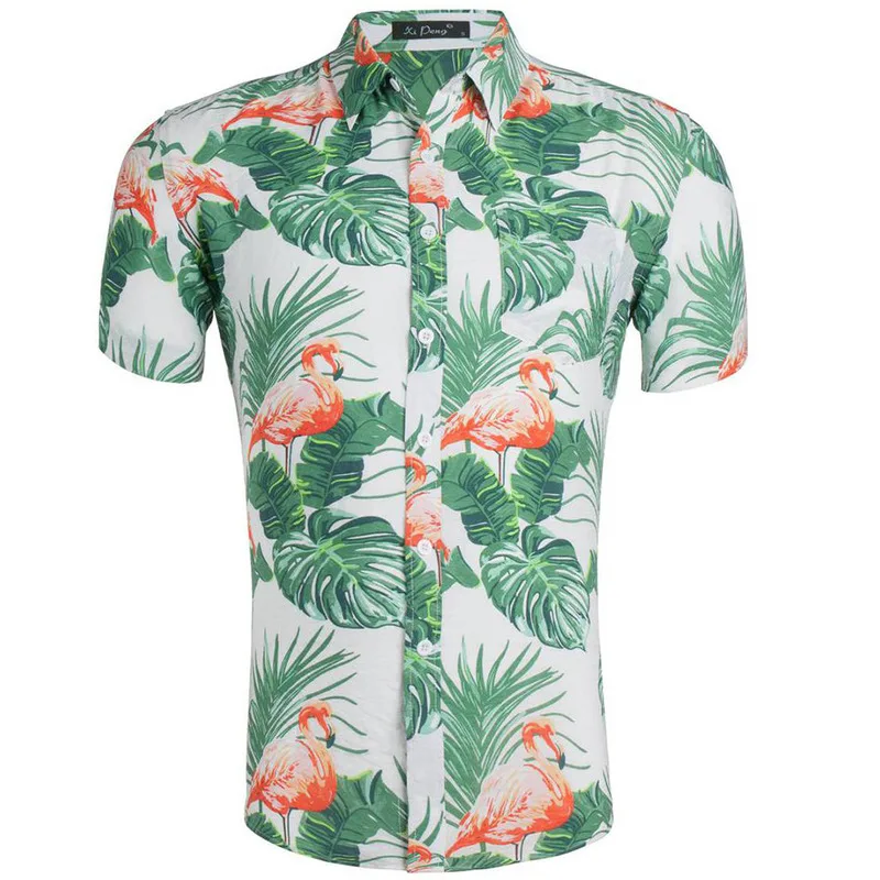 Модная летняя рубашка с принтом Гавайская пляжная Праздничная хлопковая деловой с короткими рукавами Повседневная рубашка для мальчиков