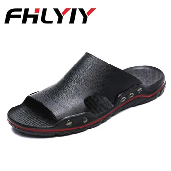 

Big Size Men Leather Sandals MensTrend Outdoor Slippers Summer Anti-slippery Casual Flip Flops Beach Men Home Sandals