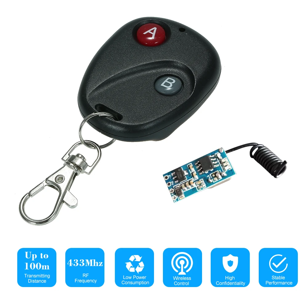 

433Mhz DC 5-18V Universal Receiver Module RF Remote Control Switch Relay 1CH Mini Wireless Control Switch