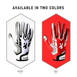 1 Pair Rugby Gloves Full Finger Anti Slip Silicone Baseball American Football Gloves Unisex Outdoor Adjustable Wristband Gloves