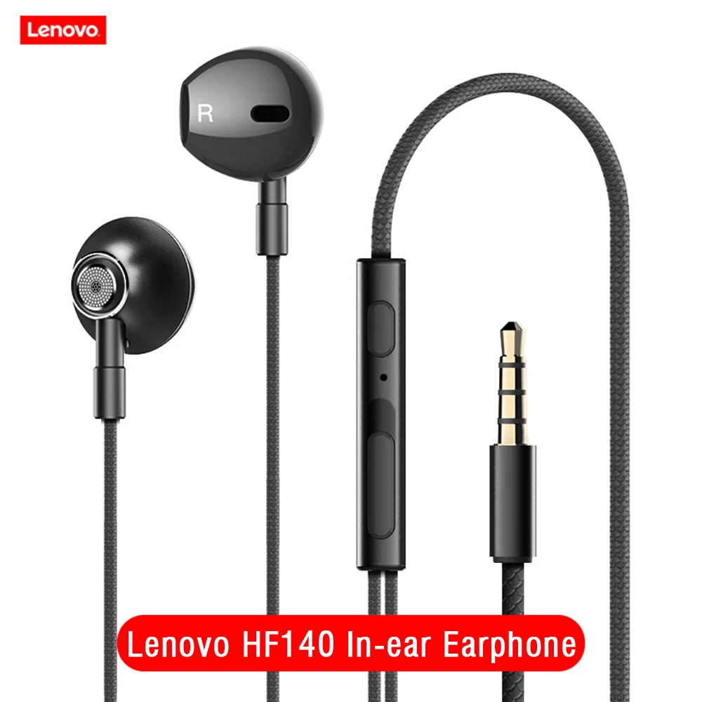 Проводные наушники Lenovo HF140 с разъемом 3 5 мм супер бас металлические
