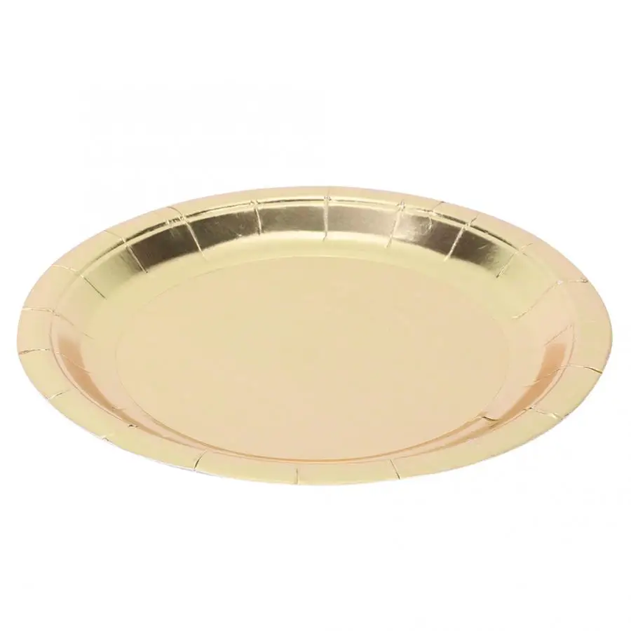 4 шт./компл. одноразовая посуда бытовой Золотое Тиснение одноразовая бумажная посуда бумажные тарелки и стаканы соломинки
