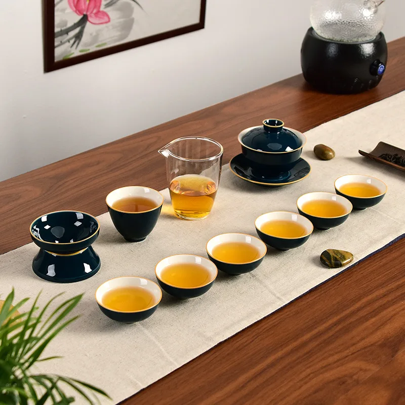 Китайские традиции gai wan Чай набор керамический чайный набор кунг-фу gaiwan Чай горшок фарфоровый набор для путешествий красивые и чайный набор - Цвет: 11pcs