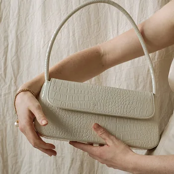 

Crocodile pattern handbag female 2020 new niche medieval underarm bag shoulder bag European and American fashion simple baguette