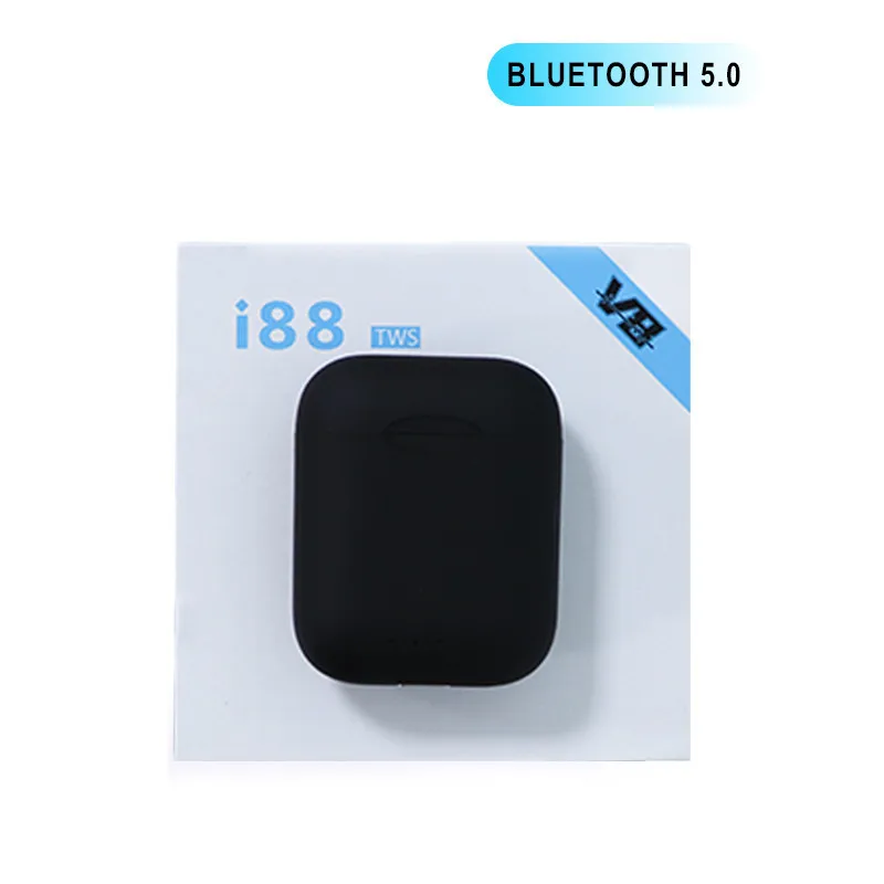 Оригинальные наушники Macaron i88 tws, Bluetooth 5,0, беспроводные наушники, сенсорный всплывающий спортивный наушник, новинка tws wireless earphones bluetooth 5.0 earbuds mini - Цвет: Черный