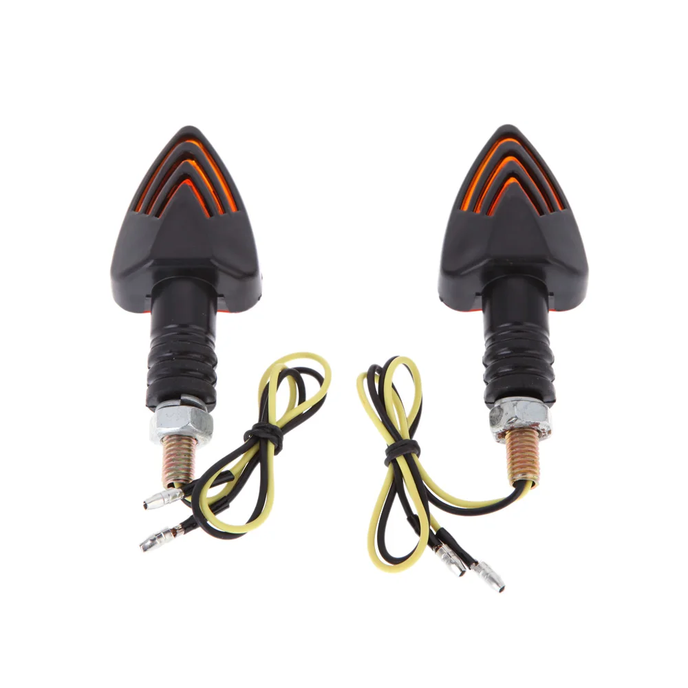 

2pcs 12v Mini Motorcycle Motorbike Turn Signal Indicators Arrow Carbon Amber Light