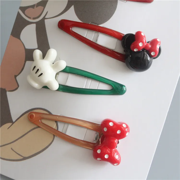 4 шт./компл. disney малыш Шпильки Микки и Минни Маус головной убор для девочек детей Заколки для волос аксессуары для куклы заколка для волос украшение в виде банта на BB зажим