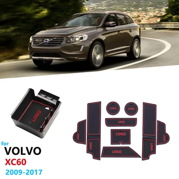 

Car Accessories for VOLVO XC60 2009 to 2017 Anti-Slip Rubber Gate Slot Cup Mat and Armrest Box Storage Stowing Tidying 2015 2016