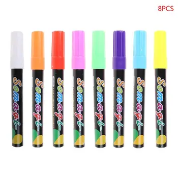 

8 Colors Highlighter Fluorescent Liquid Chalk Marker Neon Pen For LED Writing Board Blackboard Glass Painting Graffiti Office Su