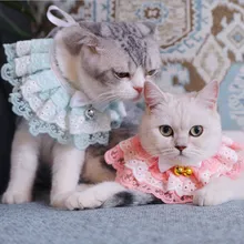 

Pet Collar Lace Bibs Cute Three-Layer Lace Bowknot Small Bell Pet Collar Bib Lovely Dog Cat Necklace Decor Collars For Small Dog