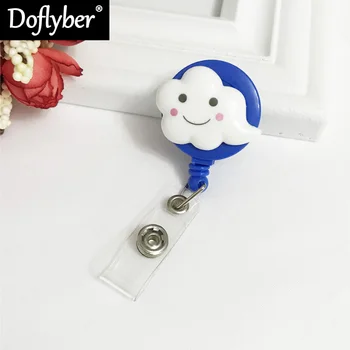 

Cute Smiling Cloud Retractable Pull Badge Reel ID Lanyard Name Tag Card Badge Holder Doctor Nurse Office Supplies Stationery