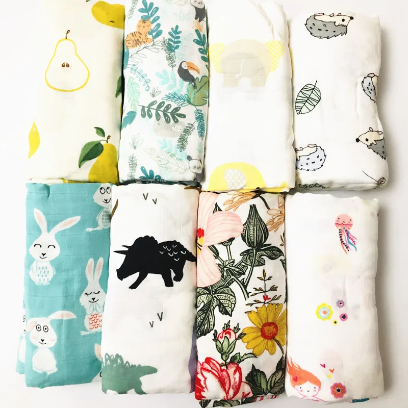 

70% Bamboo + 30% Cotton Baby Blanket 120*120cm Soft Newborn Blankets Bath Gauze Infant Swaddle Wrap Sleepsack Stroller Cover