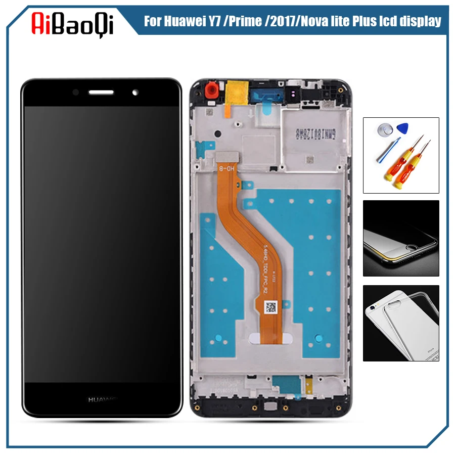 Для Huawei Y7 Prime 2017 IPS ЖК-дисплей 5 дюймов сенсорный экран дигитайзер для сборки Nova Lite +