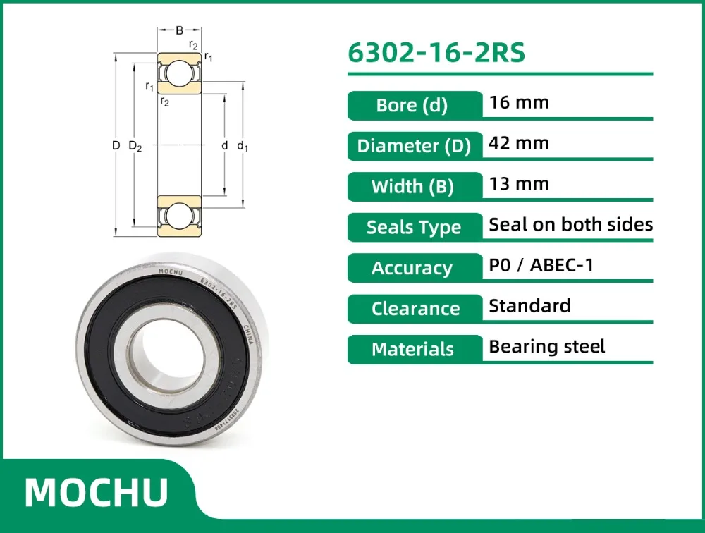 6302-16-2RS MOCHU BEARINGS 0
