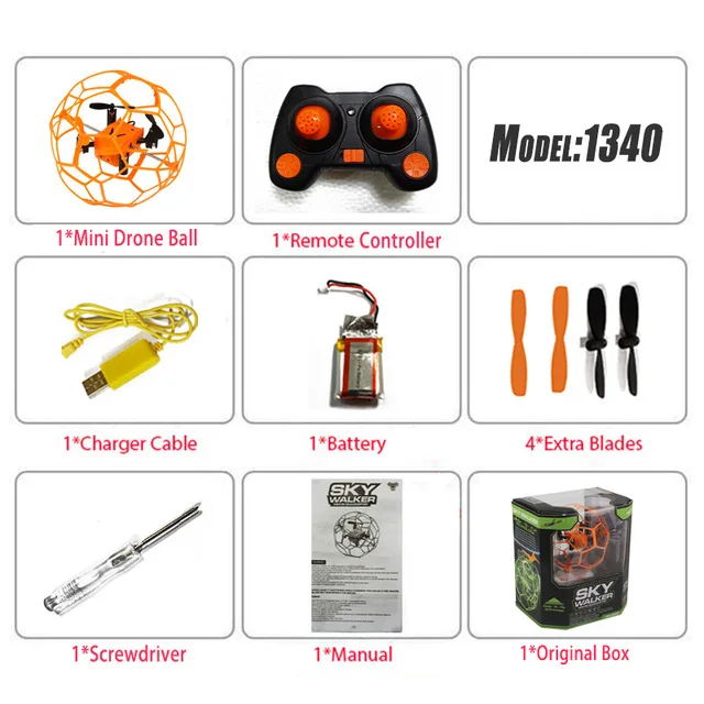 Orange O1 1340 2,4 ГГц 4CH RC Квадрокоптер Безголовый Дрон игрушки мини-Дрон флип шар пульт дистанционного управления Дрон RC мяч Дрон вертолет для детей - Цвет: Orange O1