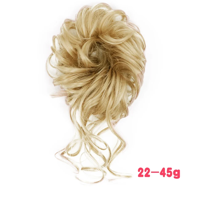 MERISIHAIR Synthetic Girls Curly Scrunchie Chignon With Rubber Band Brown Gray Hair Ring Wrap On Messy Bun Ponytails M-22