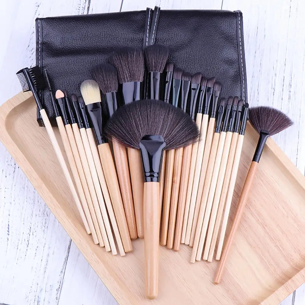 

24pcs Professional Makeup Brushes Set Make Up Powder Brush Beauty Cosmetic Tools Kit Eyeshadow Lip Brush With PU Leather Case