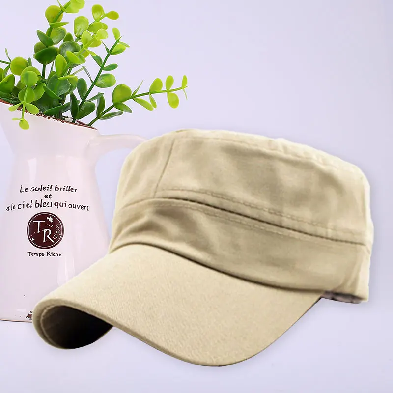 Unisex Vintage Plain Sport Visor Sun Hat Adjustable Military Cadet Style Cap